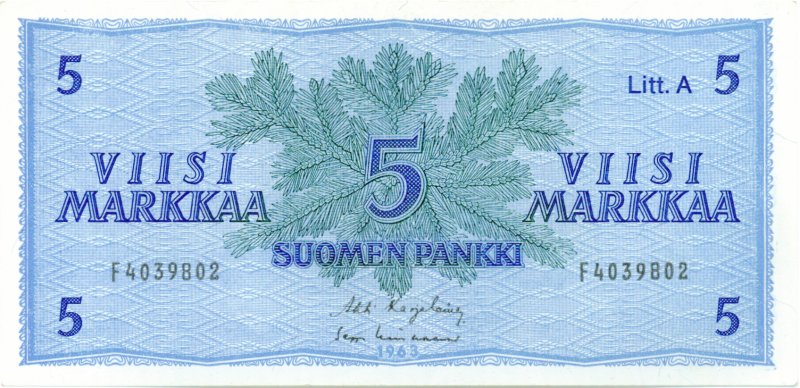 5 Markkaa 1963 Litt.A F4039802